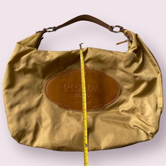 PRADA Authentic Y2K TESSUTO NYLON TAN BORSA Leather Handle Jumbo Hobo Limited - Picture 16 of 16
